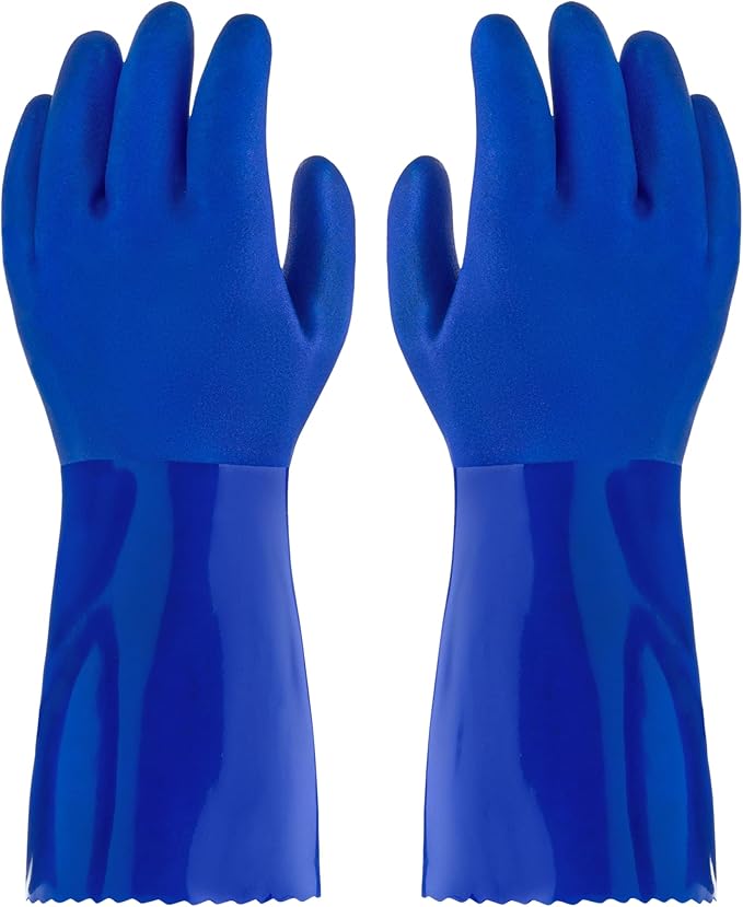 kitchen-star Ultimate Rubber Household PVC Gloves with Comfortable Cotton Lined, Anti-Slip surface, Kitchen Dishwashing, Extra Thickness, Kitchen Cleaning, Working, Painting, Pet Care (Small, Blue)