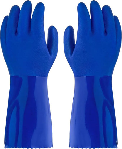 kitchen-star Ultimate Rubber Household PVC Gloves with Comfortable Cotton Lined, Anti-Slip surface, Kitchen Dishwashing, Extra Thickness, Kitchen Cleaning, Working, Painting, Pet Care (Small, Blue)