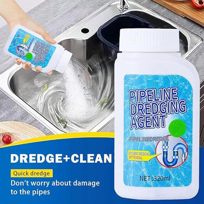 Pipeline Dredging Agent Powder, 2025 Upgraded Powerful Pipe Dredging Agent, Drain Cleaner, Pipeline Dredging Agent for Kitchen, Bathroom, Sink Declogger, Kitchen Sink Drain and Pipe Cleaner (3Pcs)