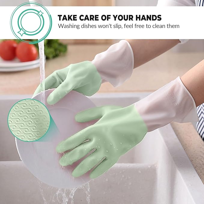 1 pair Reusable Household Gloves, Rubber Dishwashing gloves,Kitchen Cleaning, Working, Painting, Gardening, Pet Care