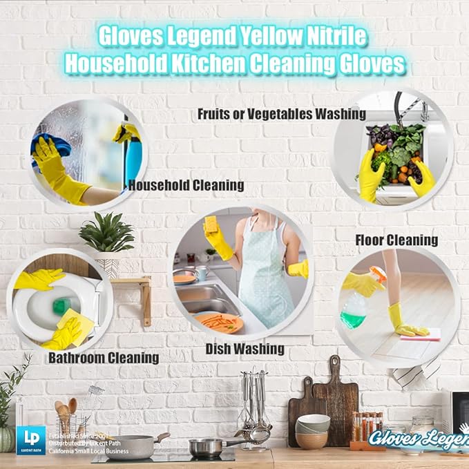 Size Large Yellow Household Kitchen Cleaning Dishwashing Reuseable Gloves