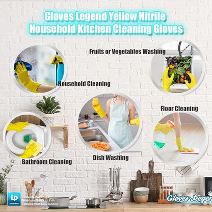 Size Large Yellow Household Kitchen Cleaning Dishwashing Reuseable Gloves