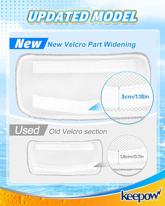 KEEPOW 5 Pack Steam Mop Replacement Pads Compatible with GorFanty Steam Mop Model GF-6610B/GF-6610, Washable and Reusable Microfiber Mop Replacement Pads Highly Absorbent for Multi-Surface
