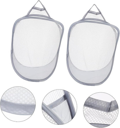 2pcs Folding Wall-Mounted Laundry Baskets Portable Storage Hanging Basket Collapsible Clothes Organizer for Home Space-Saving Sundries Storage