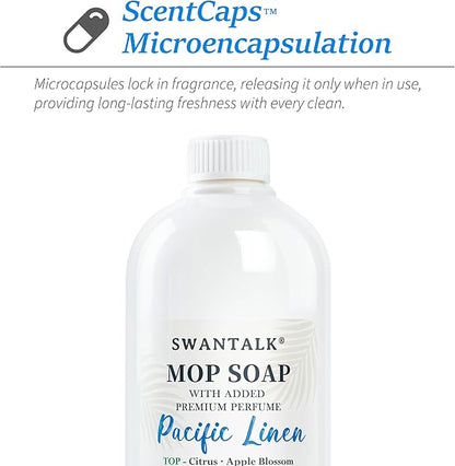 Mop Soap with Long Lasting Premium Perfume, 4X Concentrated Floor Cleaner, Multi Surface Solution for Hardwood, Tile, LVP, Laminate, Pet Friendly, 32 fl oz (Pacific Linen)