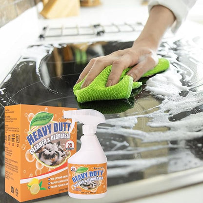 500ml Powerful Kitchen Degreaser Foam Spray – Heavy Duty Cleaning Spray - For Stubborn Splatters, Stove Top, Grill, Drip Pans, & Oven - On All Surfaces ，Lemon Fresh Scent