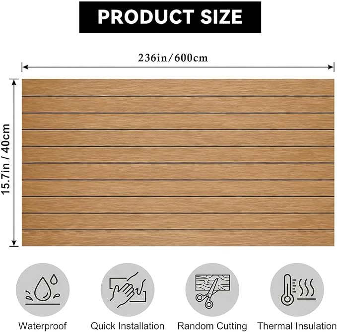 3D Wall Panels Peel and Stick – 15.74" x 236" PVC Faux Texture Wall Covering, Self Adhesive Waterproof DIY Accent Wall for Living Room, Bedroom, Sofa Background & Kitchen Backsplash, Covers 25.8 sq.ft