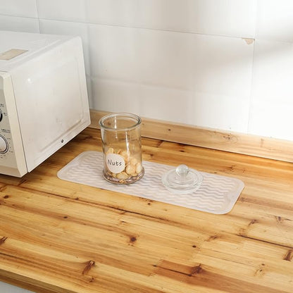 MicoYang Silicone Dish Drying Mat for Multiple Usage,Easy clean,Eco-friendly,Heat-resistant Silicone Mat for Kitchen Counter,Sink,Bar,Bottle,or Cup Translucent M 17 inches x 6 inches