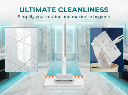 2026 New Lazy Mop Clip-on , Reusable Mini Mop with 4 Reusable Cloths, Automatic Cloth Change Function, Wet and Dry Dual Use, Zero-Touch Cloth Operation, Ideal for Floors and Walls