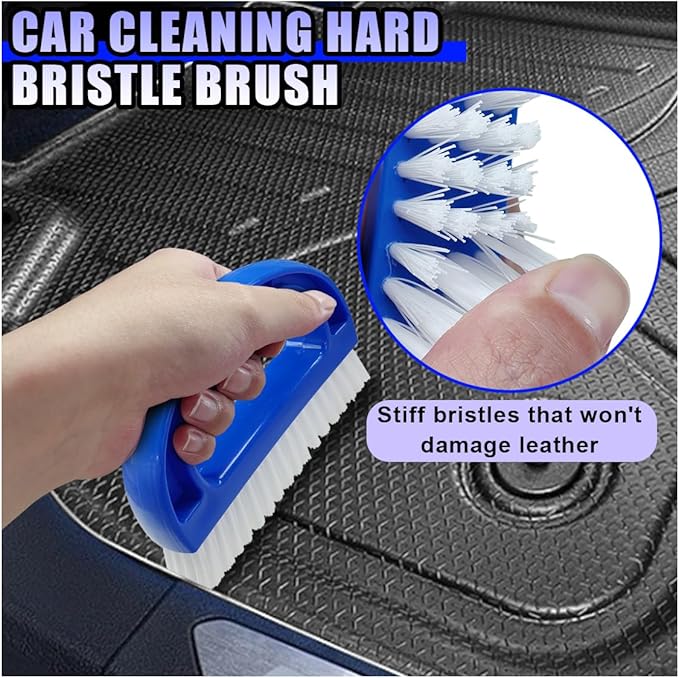 YoRise 2PCS Car Carpet Cleaning Brush, Stiff Bristle Floor Scrub Brush, Portable Car Cleaning Kit, Automotive Wash Brushes for Vehicles Interiors, Home, Floor Mat, Leather Seat (Blue)