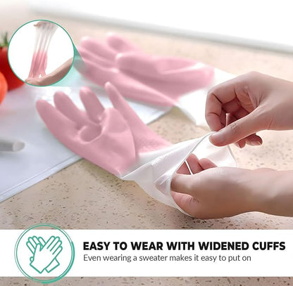 1 pair Reusable Household Gloves, Rubber Dishwashing gloves,Kitchen Cleaning, Working, Painting, Gardening, Pet Care