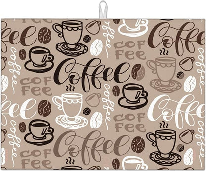 Coffee Dish Drying Mat for Kitchen Counter Microfiber Absorbent Dish Draining Reusable Washable Extra Large 24"x18" (Coffee, 18x24in)