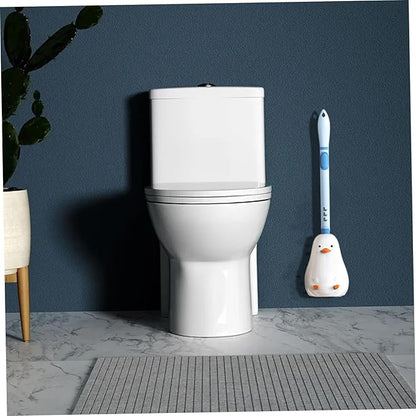 Silicone Toilet Brush with Holder, 16.7inch Cute Duck Toilet Brush with Refillable Liquid Handle, Three-Sided Brush Toilet Cleaning Brushes for Bathroom Deep Cleaning, Standard, Blue