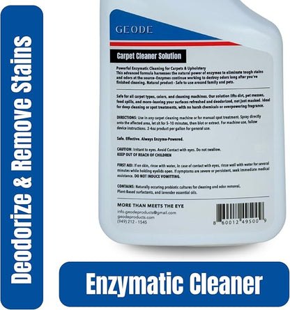 GEODE Carpet Cleaner Solution for Machines – Enzyme Carpet Cleaner & Deodorizer for Deep Cleaning, Pet Stain & Odor Remover, Non-Toxic Concentrated Formula for Carpet Cleaning Machines (32 Oz)