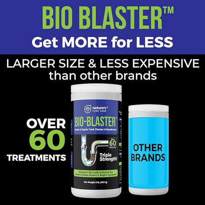Enzyme Drain and Septic Cleaner and Friendly Bacteria Booster. Extra Large 2 lb. Deodorizes and Unclogs Pipes - Septic Tanks - RV Tanks-and More. No Caustic Chemicals! Dissolves Fats, Oil, and Grease.