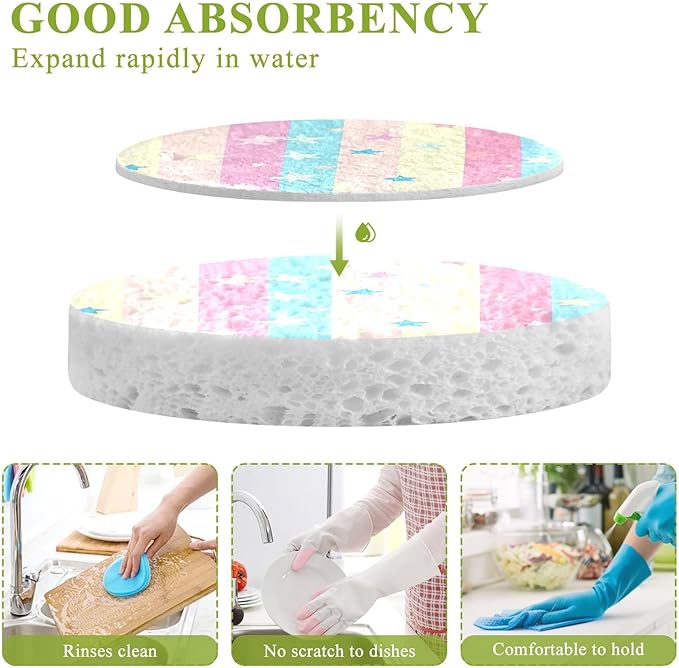 Star Kitchen Scrub Sponges, Pop-up Kitchen Cleaning Sponges Reusable Dish Washing Sponges for Bathroom Household Cleaning 3 Pack - Non Scratch Scrubber