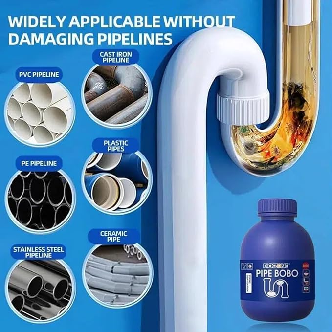 Sink and Drain Cleaner Powder - Drain Clog Remover, Pipe Bobo D-rain Cleaner for Kitchen Bathroom Tubs and Showers, Powerful Unclogging Improve Water Flow (1 Bottle, Fl Oz, 13.4)