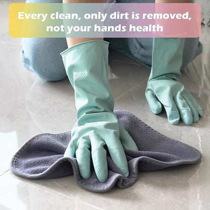 4 Pairs Rubber Kitchen Dishwashing Gloves - Colorful Reusable Household Cleaning Gloves Outdoor Chores for Women & Men (Medium)