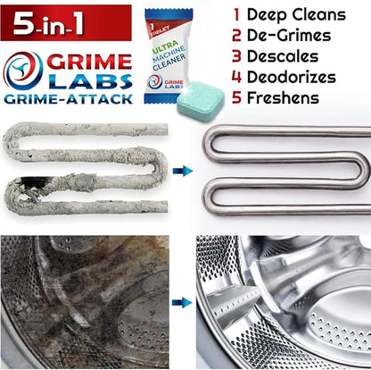 Washing Machine Cleaner Ultra – Pet Owners Edition | Deep Cleaning & Freshening | Removes Odors & Residue from Pet Laundry | Front & Top Load Washers HE Supported | 24 Tablets 1 Year Supply GRIME LABS