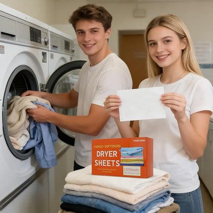 Fabric Softener Sheets, Laundry, 120 Pieces, Fabric Softening Strips, Laundry Softener, Softens And Freshens Fabrics, For Apartment Washer Dorm Room