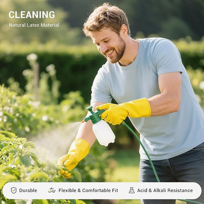 6 Pairs Rubber Cleaning Gloves,Reusable Dishwashing Gloves,Household Dish Gloves for Washing,Cleaning,Kitchen,Painting, Gardening, Pet Care,Extra Thickness,Non-Slip,13", 20 Mil, Heavy Duty,M