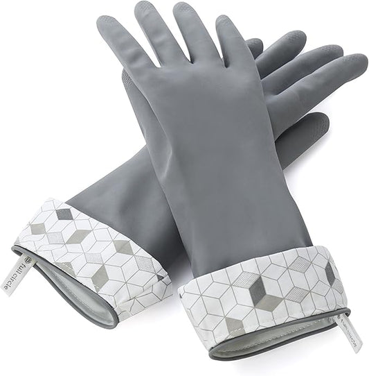 Full Circle Splash Patrol Natural Latex Cleaning Gloves Large - Eco-Friendly, Durable, Kitchen, Bathroom, Household Cleaning - Gray