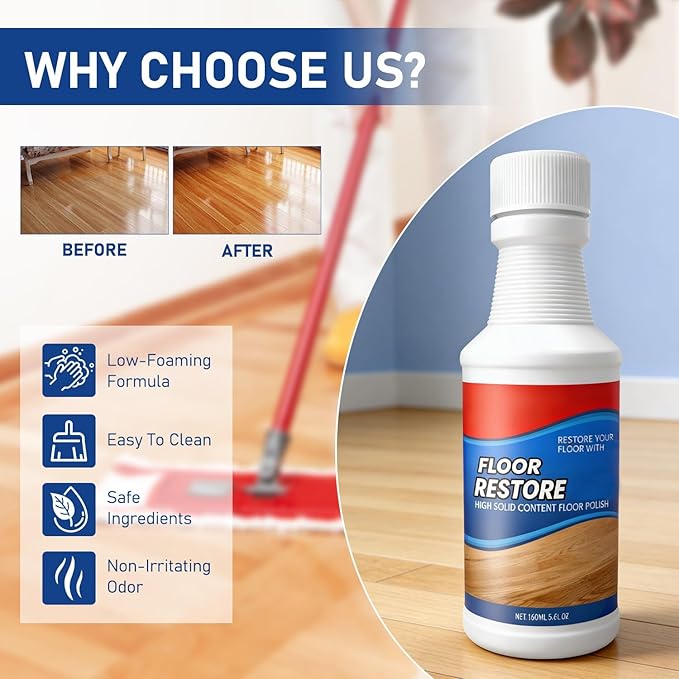 Timeno 2Pcs Floor Restore Polish, Floor Restore Cleaner Spray, Quick-Dry Protective Treatment for Hardwood Laminate Vinyl Bamboo Floors, 5 fl oz (150 ml)