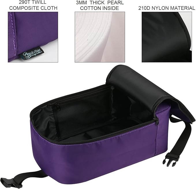 Beautyflier Travel Steam Iron Bag for Conair Handheld Garment Steamer, Portable Handheld Design Steamer Carrying Case Holder Iron Case Organizer with Hanging Buckle Strap, Bag Only (Purple)