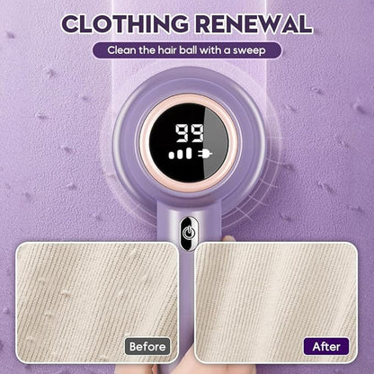Rechargeable Fabric Shaver, 2025 New Electric Lint Remover Shaver 3 Modes Lint Remover for Clothes 6-Blade, 3-Speed Defuzzer Remove Fuzz, Pills for Clothes, Upholstery, Furniture (Purple)