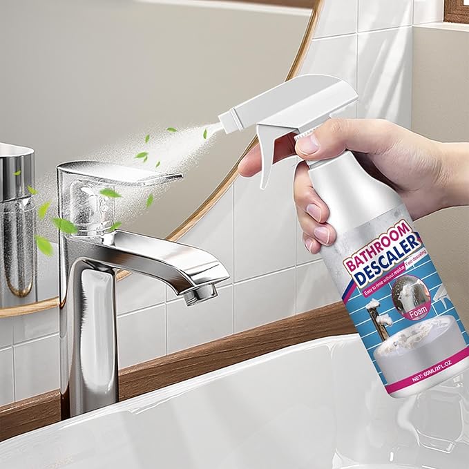 Bathroom Descaler Foam Cleaner Spray, Fast-Acting Powerful Stubborn Stains & Limescale Remover, All-Purpose Bubble Foam Cleaner for Bathroom, Toilet, Shower, Glass, Sink and More (2)