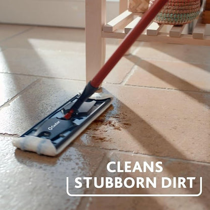 O-Cedar H2prO Flat Mop System with 2 Mop Head Refills | Quick Cleaning Tool | Clean with Clean Water | Machine Washable Reusable Microfiber Mop Pad | Safe on Wood Floors, Vinyl,Tile, Baseboards, Walls
