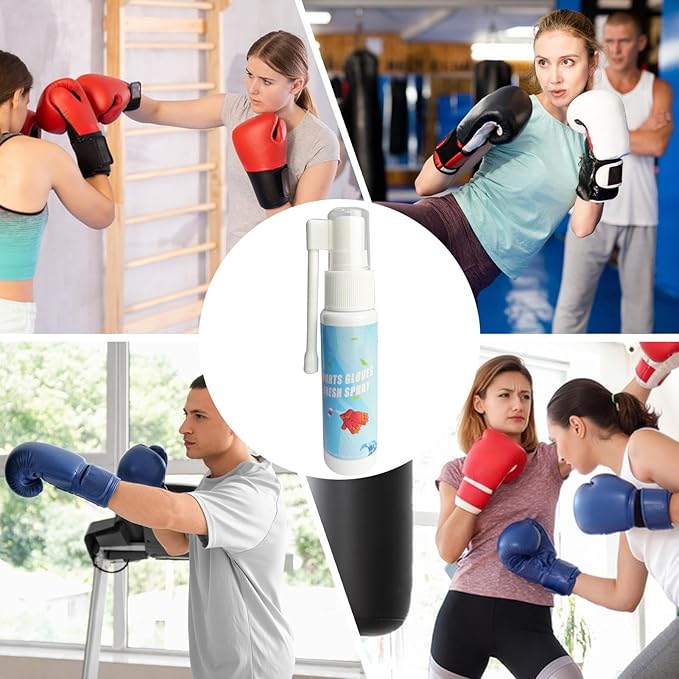 Boxing Glove Deodorizer 30ml, Gym Bag Freshener Spray for Work Boots, Athletic Gear, Gloves, Clothes, Helmets, Shoes, Hockey Equipment, Sports Use