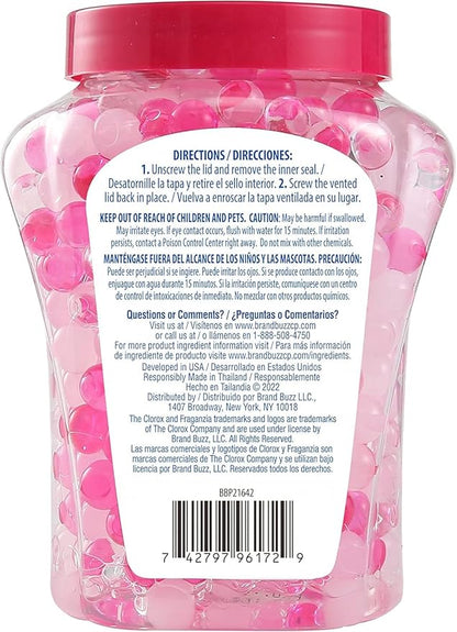 Clorox Fraganzia Crystal Beads Air Freshener, Long Lasting Room Deodorizer and Odor Eliminator Gel Beads to Freshen Home, Car, or Office, Sweet Rosewater Scent, 12 Fl Oz - 2 Pack