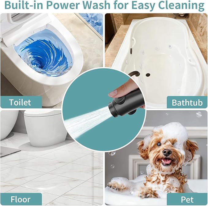 Bathtub Faucet with Handheld Sprayer, Shower Attachment for Tub Faucet, All Metal Bath Tub Spout with Shower Diverter, High Pressure 3+1 Settings Hand Held Showerhand (Matte Black)