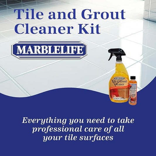 Marblelife Tile and Grout Cleaner Kit, Ready-to-Use 32 oz Spray Cleaner + 4 oz Concentrate Refill, Powerful Grout Cleaner for Tile Floors, Heavy Duty Kitchen, Bathroom & Shower Cleaner