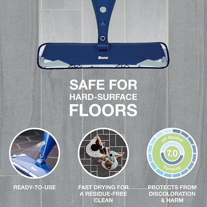 Bona Multi-Surface Hard Floor Cleaner Spray Mop Cartridge - 34 fl oz - Unscented - Refillable - Residue-Free Floor Cleaning Solution for Bona Spray Mops - Stone, Tile, Laminate, and Vinyl Floors