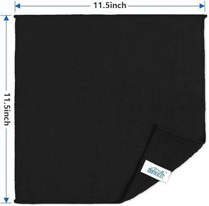 HOMEXCEL Black Cleaning Rags 5 Pack, Highly Absorbent Microfiber Cleaning Cloth for Kitchen, Lint Free, Scratch-Free, Reusable Microfiber Towels for House, Window and Glass, Cars, 11.5 X11.5 inch