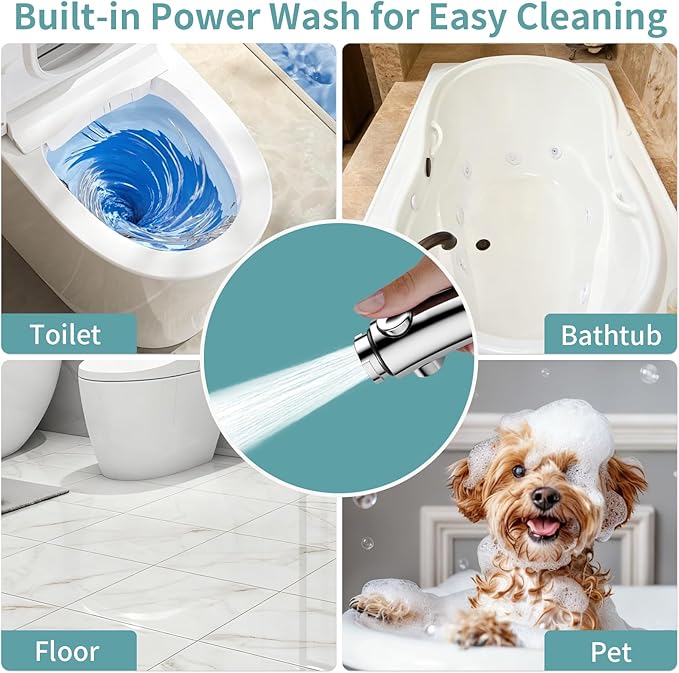 Bathtub Faucet with Handheld Sprayer, Shower Attachment for Tub Faucet, All Metal Bath Tub Spout with Shower Diverter, High Pressure 3+1 Settings Hand Held Showerhand (Chrome)