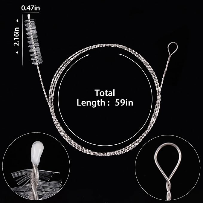 Flexible Drain Brush-Extra Long Nylon Cleaner for Cleaning Plumbing Sink Fridge Skinny Pipe Air Tube Hose Dredging Tool 143cm/56 inch (1 PCS)