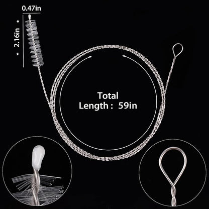 Flexible Drain Brush-Extra Long Pipe Inner Nylon Cleaner Tool for Cleaning Plumbing/Refrigerator/Sink Tube 150cm/59inch (2 PCS)