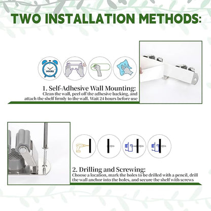 2 Pack Wall Mount Broom Holder, Self Adhesive 5 Racks and 4 Hooks Mop and Broom Organizer Storage Tool Racks Stainless Steel Heavy Duty for Home Kitchen Garden Laundry Garage