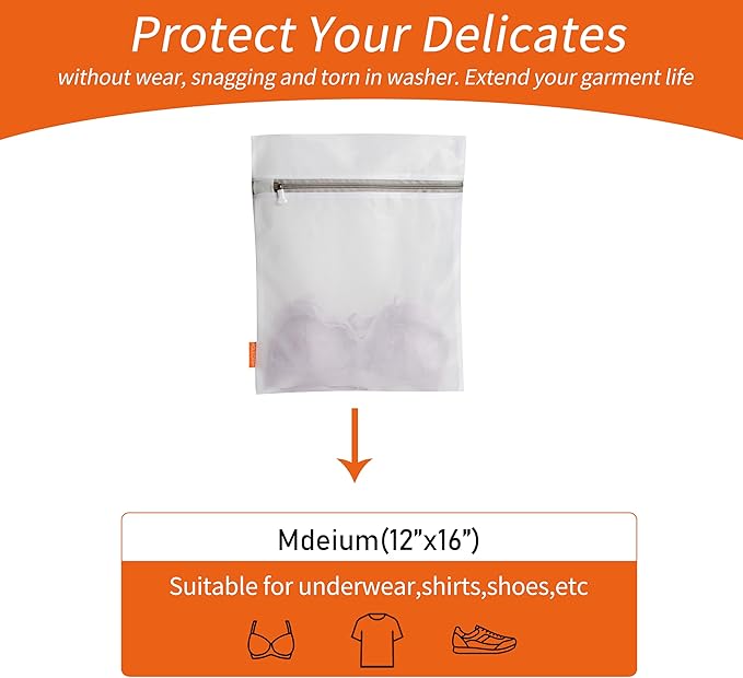 Polecasa 3Pcs Extra Durable Mesh Laundry Bags with Sturdy Zipper for Delicates 12 x 16 Inches (3 Medium)