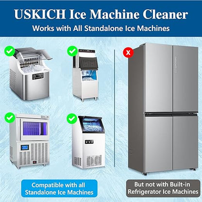 USKICH 4 Pack Ice Machine Cleaner Maker Descaler-68 fl oz Nickel Safe Descaler,Ice Maker Cleaner Solution Compatible with Ice Machine Brands Scotsman,KitchenAid,Hoshizaki
