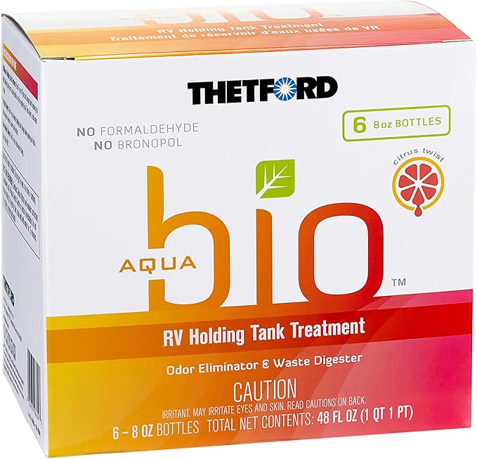 Thetford AquaBio 96604 RV Holding Tank Treatment Citrus Twist Scent, Formaldehyd Free 6 Pack of 8 Oz Liquid Orange