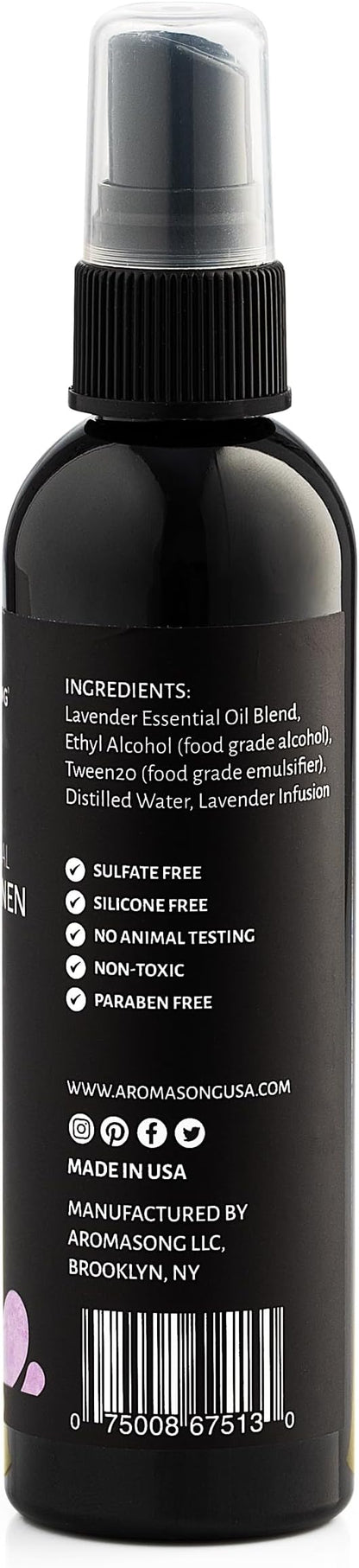Aromasong All-Natural Lavender Room & Linen Spray 8 Oz for Sheets, Pillow, Fabric, Bed, Sleeping with a Refreshing Scent.
