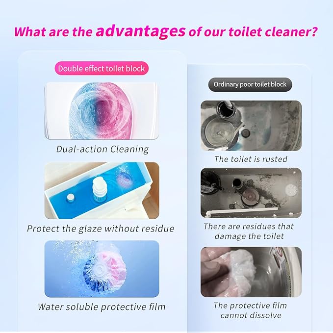 Automatic Toilet Bowl Cleaner Tablets, 30-Pack Long-Lasting Toilet Tank Cleaner for Bathroom, Blue Water Freshener, Prevents Stains & Odor, Safe for All Toilets (30, Blue and green)