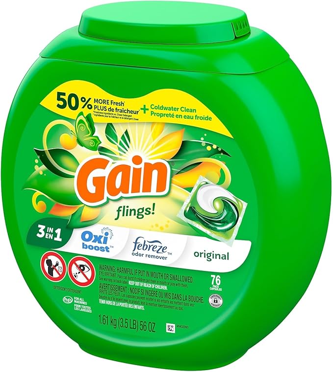 Gain Flings Laundry Detergent Pacs, Original Scent, 81 count