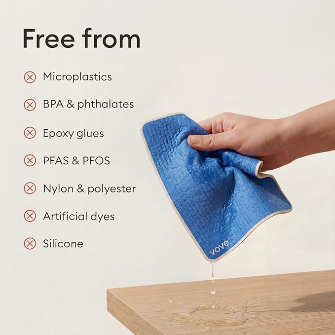 Vove Swedish Dishcloths 5-Pack, Essential Neutrals - FSC Certified Cellulose & Cotton, Oeko-TEX Standard 100, Reusable Washable Kitchen Cleaning Cloths, Eco Friendly Floral Design