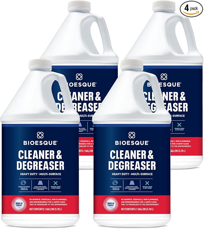 Bioesque Heavy Duty Multi-Surface Cleaner & Degreaser Concentrated Professional Formula, 1 Gallon (Pack of 4)