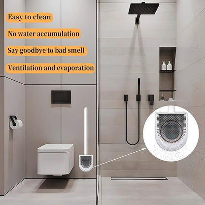 Toilet Brush, 2 Pack Silicone Toilet Brush Wall-Mounted Toilet Brush with Aromatherapy Tablets Silicone Toilet Brushes and Holders Toilet Scrubber with Silicone Bristles